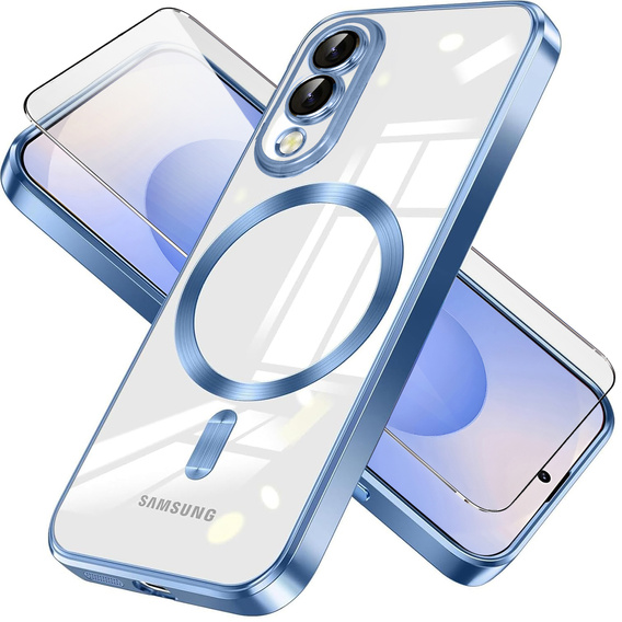 Case for Samsung Galaxy S25 Edge, Electro MagSafe, blue + Screen Glass