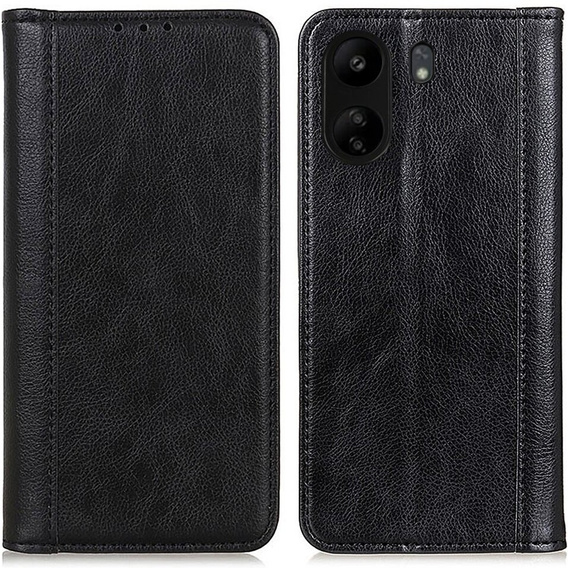 Case for Xiaomi Redmi 13C / Poco C65, Wallet Litchi Leather, black