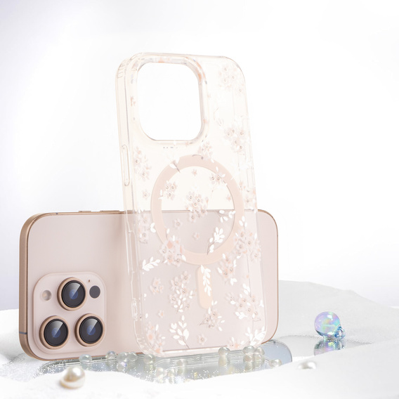 Magnetic case with floral laser pattern for iPhone 16 Pro