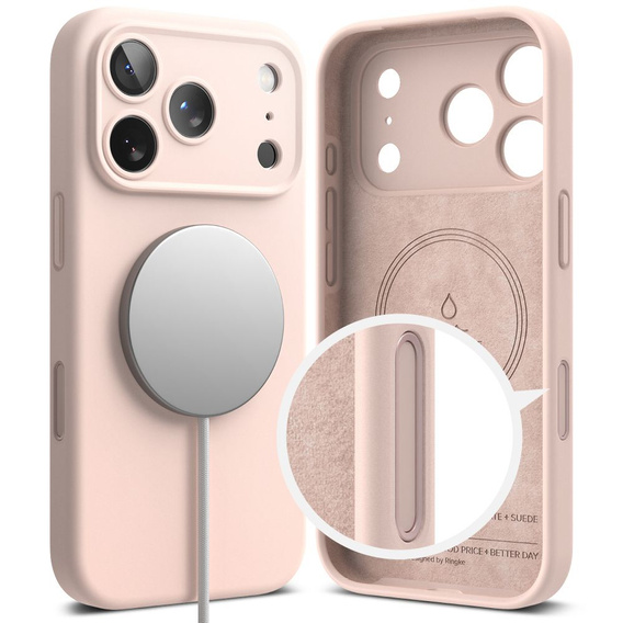 Ringke case for iPhone 17 Pro Max, Silicone Magnetic MagSafe, Pink Sand