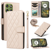 Rhombus Crossbody Leather Flip Case for Motorola Edge 70