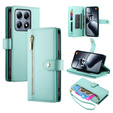 Flip case for Xiaomi 14T Pro, Wallet Zipper Pocket, green