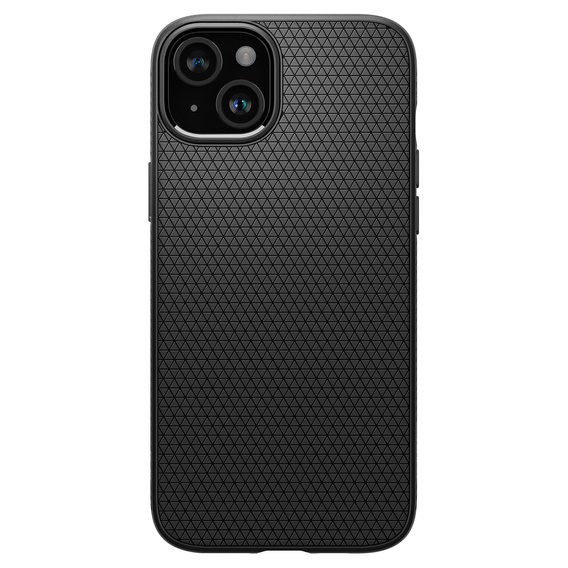 Spigen case for iPhone 15, Liquid Air, black + 9H Tempered Glass