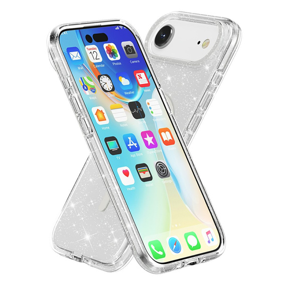 Case for iPhone Air, for MagSafe, glitter, transparent