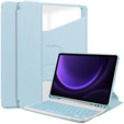 Keyboard case for Samsung Galaxy Tab S10 Lite / S10 FE / S9 FE, Rotary 360° Leather, light blue