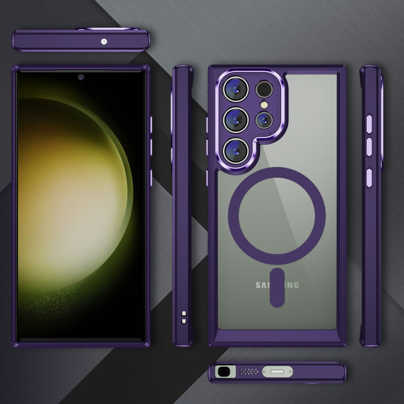 Case for Samsung Galaxy S24 Ultra, ERBORD Impact Guard, MagSafe, dark purple