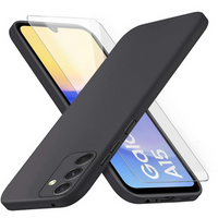 Case for Samsung Galaxy A15, Silicone Lite, black + 9H glass