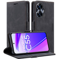 Case for Realme C55, ERBORD Vintage, wallet with flap, black