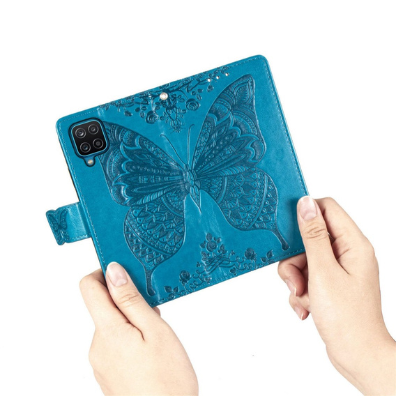 Flip case for Samsung Galaxy M33, Butterfly, blue