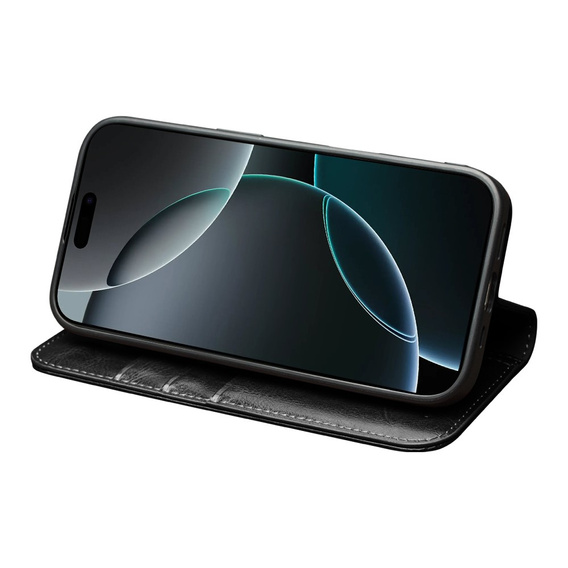 QIALINO Genuine Cow Leather flip case for iPhone 17 Pro Max, black