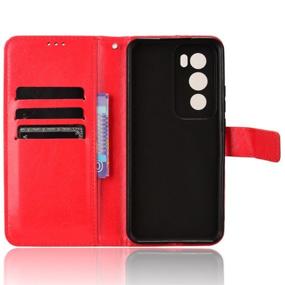 Flip case for Oppo Reno 12, Crazy Horse Wallet, red