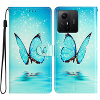 Flip case for Xiaomi Redmi Note 12S, Wallet, butterfly, blue