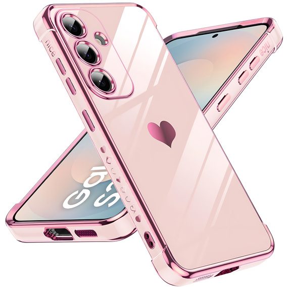 Case for Samsung Galaxy S25 FE, Electro heart, pink rose gold