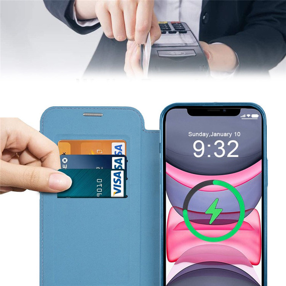 Flip case for iPhone 14 Pro Max, RFID Wallet MagSafe CamShield, blue