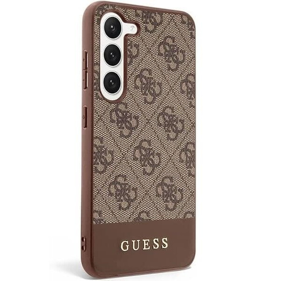 GUESS Case for Samsung Galaxy S24+ Plus, 4G Bottom Stripe, brown