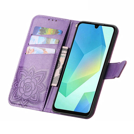 Butterfly flip case for Samsung Galaxy A37 5G, purple