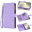 Flip case for Samsung Galaxy A56 5G, Rhombus Crossbody Leather, purple