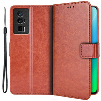 Flip case for Poco F5 Pro 5G, Crazy Horse Wallet, brown