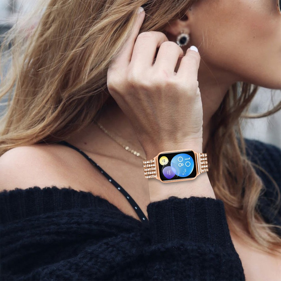 Diamond bracelet for Xiaomi Smart Band 8 Pro, Pink rose gold