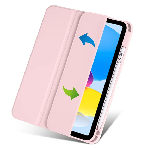 Case for iPad 10.9 2022 10 Gen, Smartcase Hybrid, with stylus space, pink
