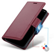 Case for Samsung Galaxy A36, ERBORD Glossy Litchi, wallet with flap, red