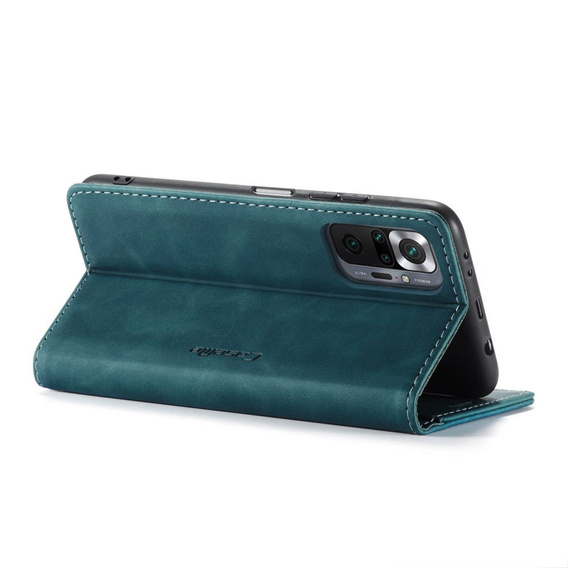 CASEME case for Xiaomi Redmi Note 10 Pro, Leather Wallet Case, blue