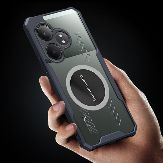 Case for Realme GT 6 / 6T, with magnetic sheet, transparent / black