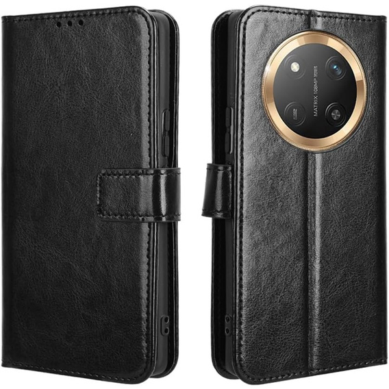 Flip case for Honor Magic 7 Lite, Crazy Horse Wallet, black
