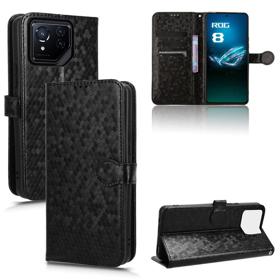 Flip case for ASUS ROG Phone 8 Pro, Wallet Rhombus, black
