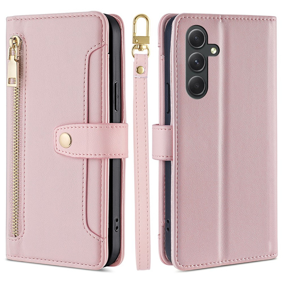 Flip case for Samsung Galaxy A54 5G, Wallet Zipper Pocket, pink