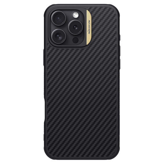 Nillkin Armored Case for iPhone 16 Pro Max, Carbon Fiber, for Magsafe, gold