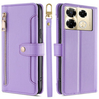 Flip case for Infinix Note 40 Pro, Wallet Zipper Pocket, purple