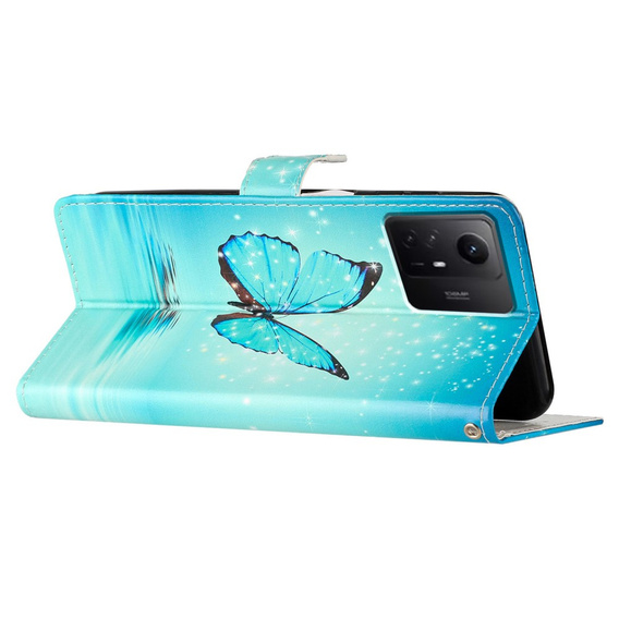 Flip case for Xiaomi Redmi Note 12S, Wallet, butterfly, blue