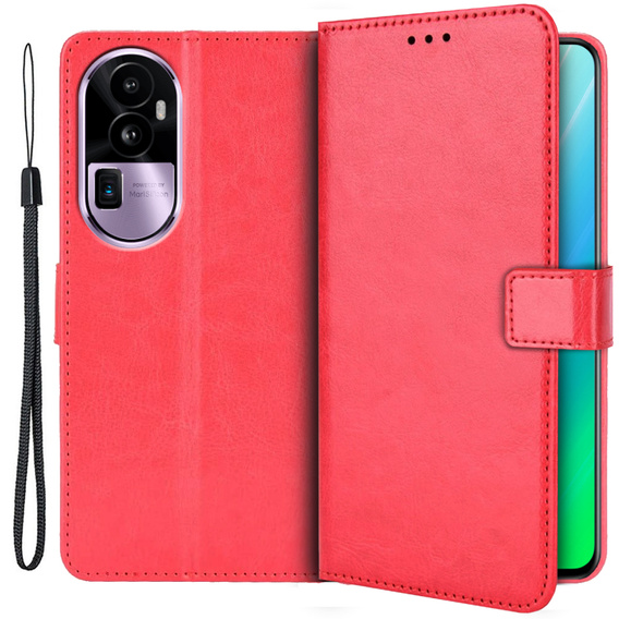 Flip case for Oppo Reno 10 / 10 Pro, Crazy Horse Wallet, red