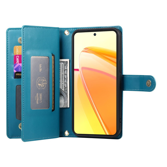 Flip case for Oppo Reno 13 5G, Wallet Zipper Pocket, blue