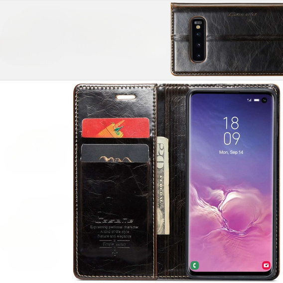 CASEME flip case for Samsung Galaxy S10+ Plus, Waxy Textucoffee, coffee
