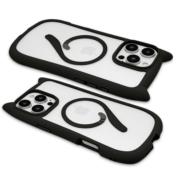 Case for iPhone 16 Pro, for MagSafe, Cute Cat, black + Screen Glass