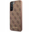 GUESS Case for Samsung Galaxy S23, 4G Metal Gold Logo, brown