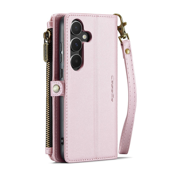 Case CASEME for Samsung Galaxy A55 5G, RFID Leather Wallet, with shoulder strap, pink