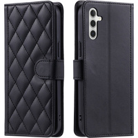 Flip case for Samsung Galaxy A16, Rhombus Crossbody Leather, black