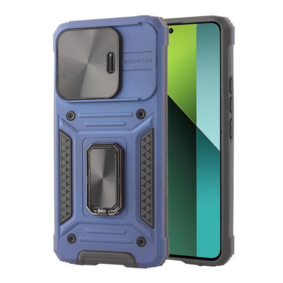 Armored Case for Xiaomi Redmi Note 13 Pro 5G, CamShield Slide, blue + Tempered Glass 9H