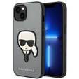 Karl Lagerfeld Case for iPhone 14, Saffiano Karl's Head Patch, silver