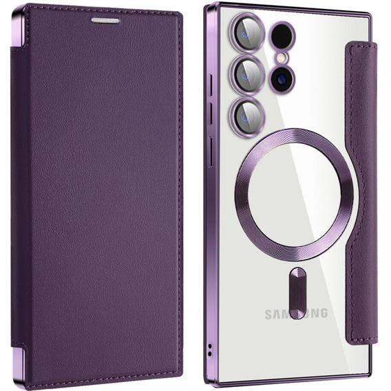 Flip case for Samsung Galaxy S24 Ultra, RFID Wallet MagSafe CamShield, purple