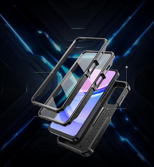 Armored case for Samsung Galaxy A15, Dexnor Full Body (Two Frames), black