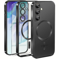 Case for Samsung Galaxy S21 FE, Electro MagSafe, black + Screen Glass