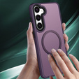 Case for Samsung Galaxy S21 FE, for MagSafe, ERBORD Matt Case, dark purple + Screen Glass