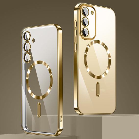 Case for Samsung Galaxy S23 Plus, Electro MagSafe, gold + Screen Glass