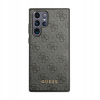 GUESS Case for Samsung Galaxy S24 Ultra, 4G Metal Gold Logo, grey