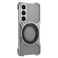 Case for Samsung Galaxy S25, Kickstand Bumper, with lens cover, for MagSafe, silver