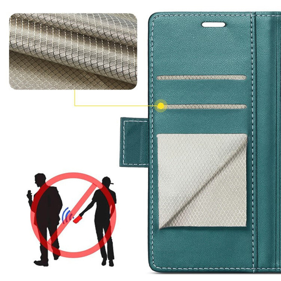 Case for Xiaomi Poco F7 Ultra, ERBORD Glossy Litchi, wallet with flap, green